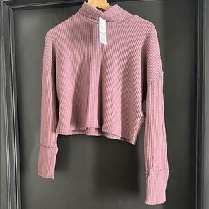 Women's Ribbed Knit Top in Dark Mauve